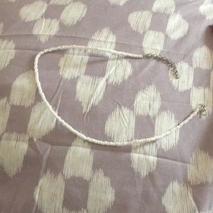 White beaded trendy choker